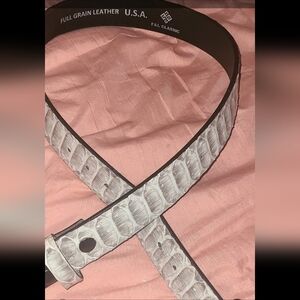 Handmade Black/White Genuine Python & Leather Snake Skin Belt-Any Sz & Clr Avail